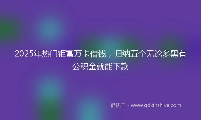 2025年热门钜富万卡借钱,归纳五个无论多黑有公积金就能下款