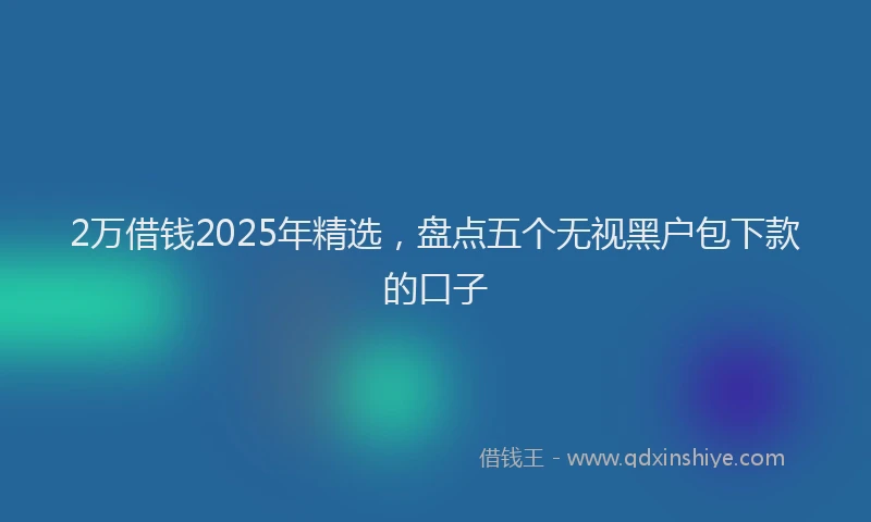 2万借钱2025年精选，盘点五个无视黑户包下款的口子
