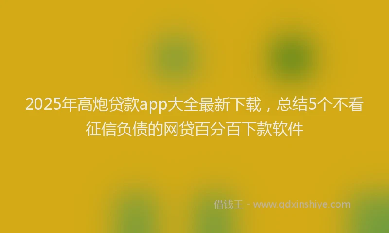 2025年高炮贷款app大全最新下载，总结5个不看征信负债的网贷百分百下款软件