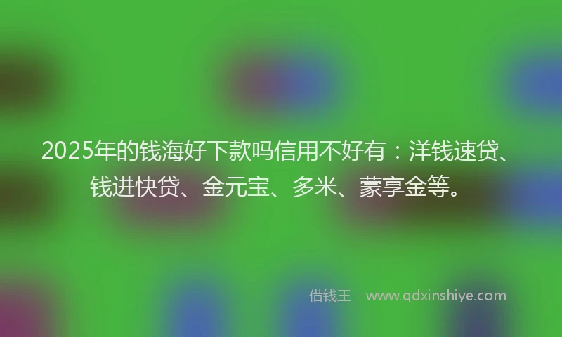 2025年的钱海好下款吗信用不好有：洋钱速贷、钱进快贷、金元宝、多米、蒙享金等。