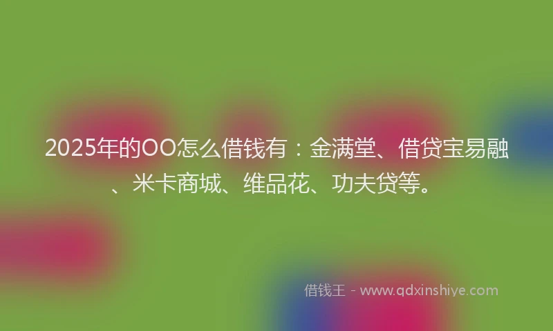 2025年的OO怎么借钱有：金满堂、借贷宝易融、米卡商城、维品花、功夫贷等。