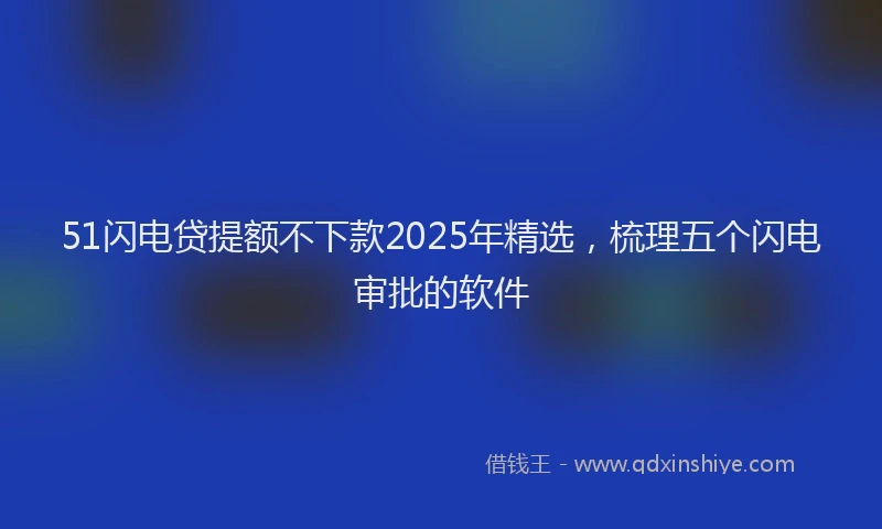 51闪电贷提额不下款2025年精选，梳理五个闪电审批的软件
