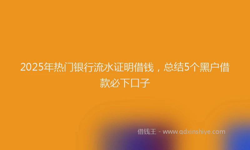 2025年热门银行流水证明借钱,总结5个黑户借款必下口子