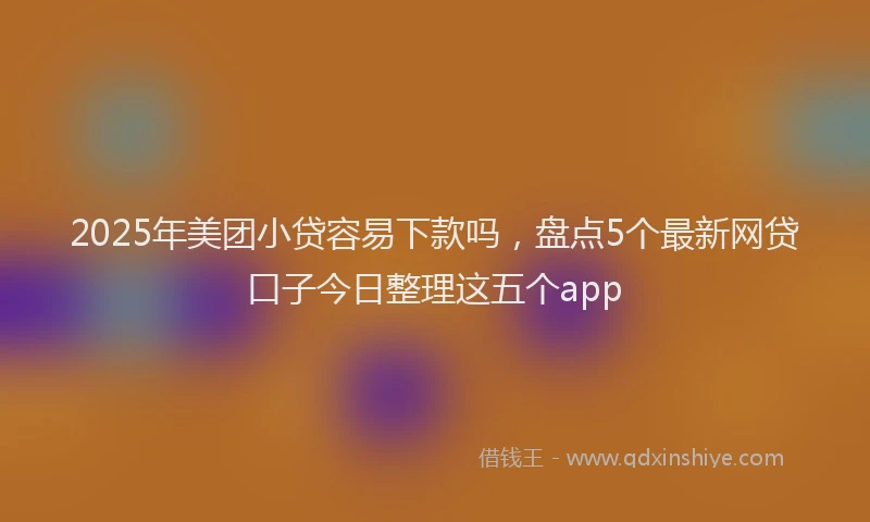 2025年美团小贷容易下款吗，盘点5个最新网贷口子今日整理这五个app