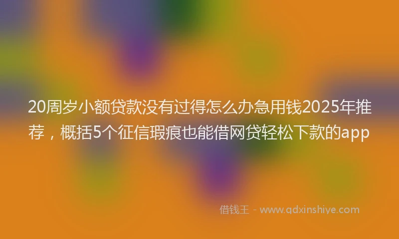 20周岁小额贷款没有过得怎么办急用钱2025年推荐，概括5个征信瑕疵也能借网贷轻松下款的app