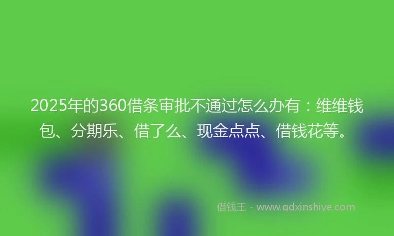 2025年的360借条审批不通过怎么办有：维维钱包、分期乐、借了么、现金点点、借钱花等。