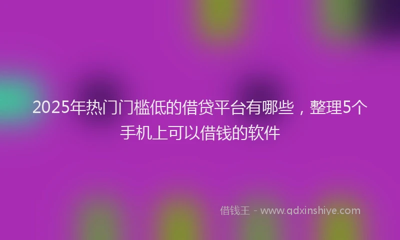 2025年热门门槛低的借贷平台有哪些,整理5个手机上可以借钱的软件