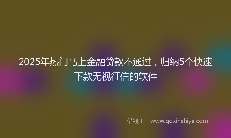 2025年热门马上金融贷款不通过,归纳5个快速下款无视征信的软件