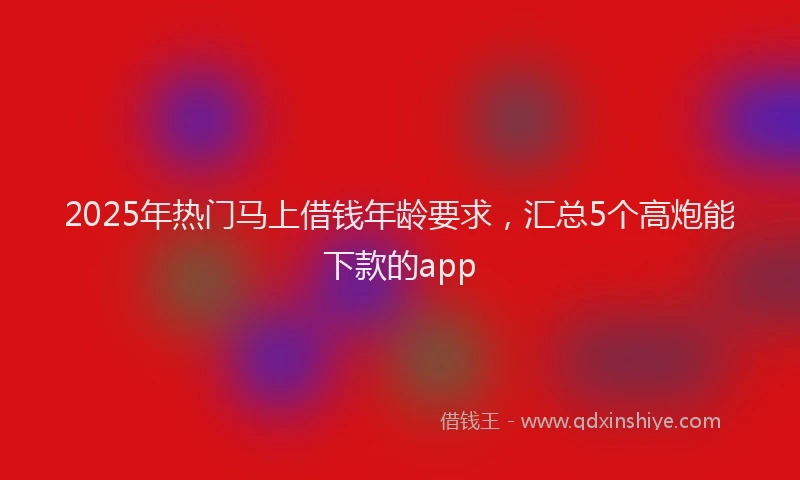 2025年热门马上借钱年龄要求,汇总5个高炮能下款的app