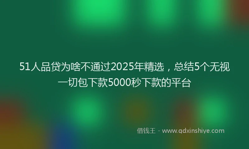 51人品贷为啥不通过2025年精选，总结5个无视一切包下款5000秒下款的平台