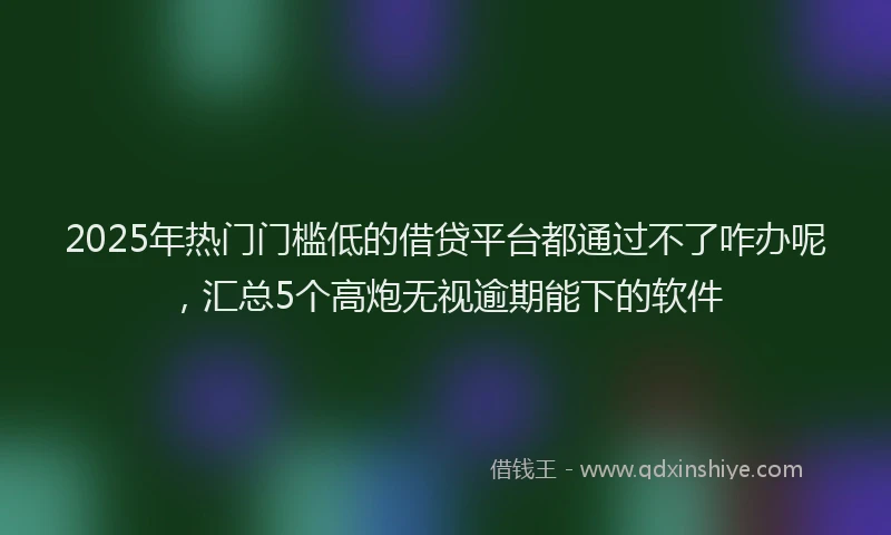 2025年热门门槛低的借贷平台都通过不了咋办呢，汇总5个高炮无视逾期能下的软件