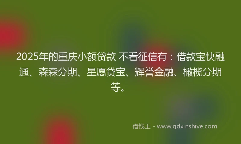 2025年的重庆小额贷款 不看征信有:借款宝快融通、森森分期、星愿贷宝、辉誉金融、橄榄分期等。