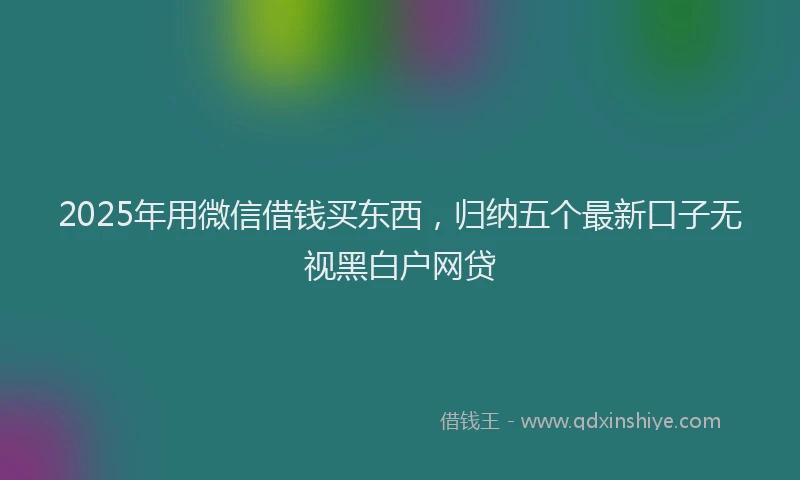 2025年用微信借钱买东西，归纳五个最新口子无视黑白户网贷