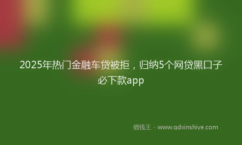 2025年热门金融车贷被拒，归纳5个网贷黑口子必下款app