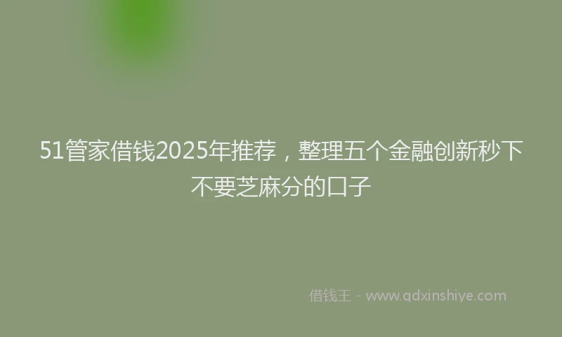 51管家借钱2025年推荐，整理五个金融创新秒下不要芝麻分的口子