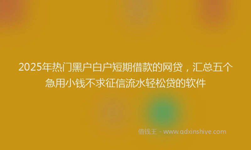 2025年热门黑户白户短期借款的网贷，汇总五个急用小钱不求征信流水轻松贷的软件