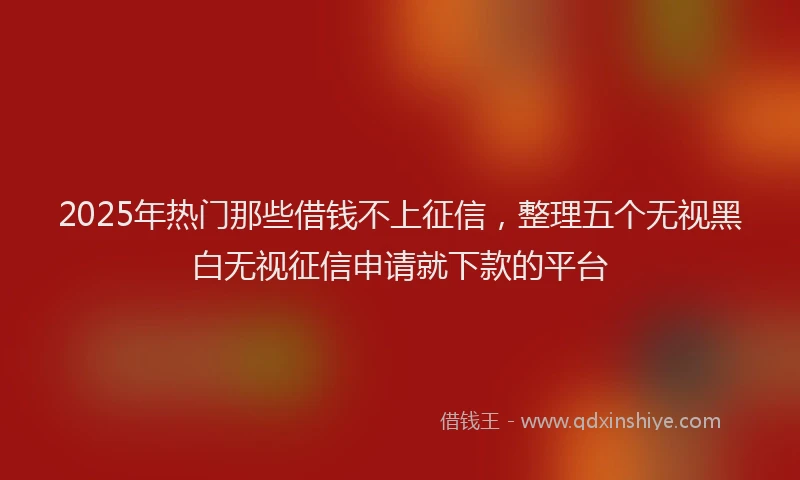 2025年热门那些借钱不上征信，整理五个无视黑白无视征信申请就下款的平台