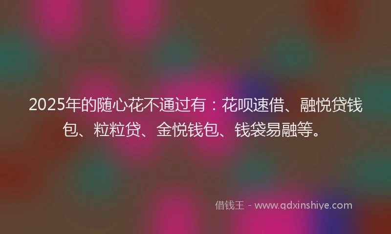 2025年的随心花不通过有：花呗速借、融悦贷钱包、粒粒贷、金悦钱包、钱袋易融等。