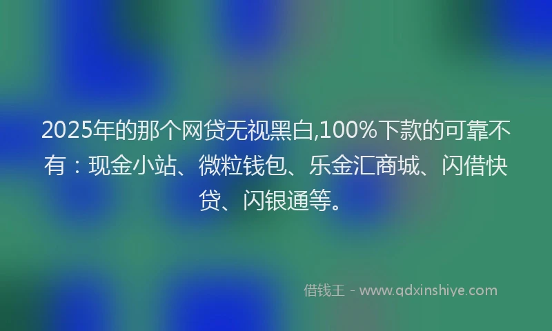 2025年的那个网贷无视黑白,100%下款的可靠不有：现金小站、微粒钱包、乐金汇商城、闪借快贷、闪银通等。