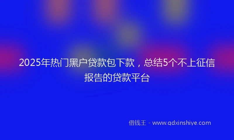 2025年热门黑户贷款包下款，总结5个不上征信报告的贷款平台