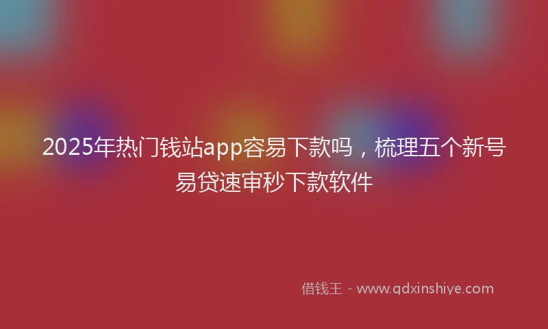 2025年热门钱站app容易下款吗，梳理五个新号易贷速审秒下款软件