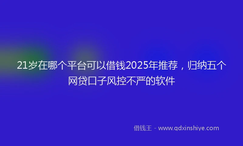 21岁在哪个平台可以借钱2025年推荐，归纳五个网贷口子风控不严的软件