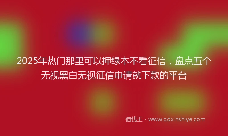 2025年热门那里可以押绿本不看征信，盘点五个无视黑白无视征信申请就下款的平台