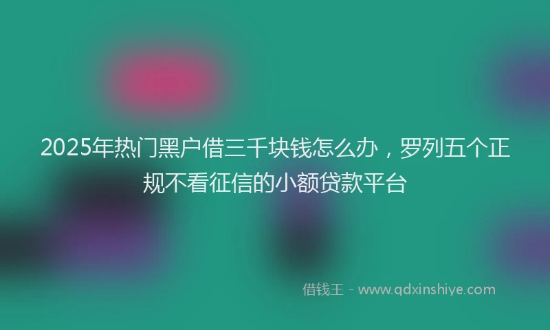 2025年热门黑户借三千块钱怎么办，罗列五个正规不看征信的小额贷款平台