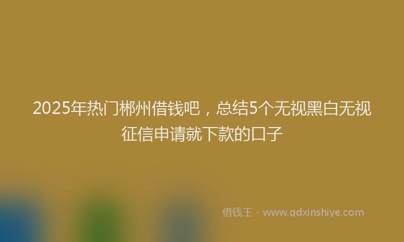 2025年热门郴州借钱吧，总结5个无视黑白无视征信申请就下款的口子