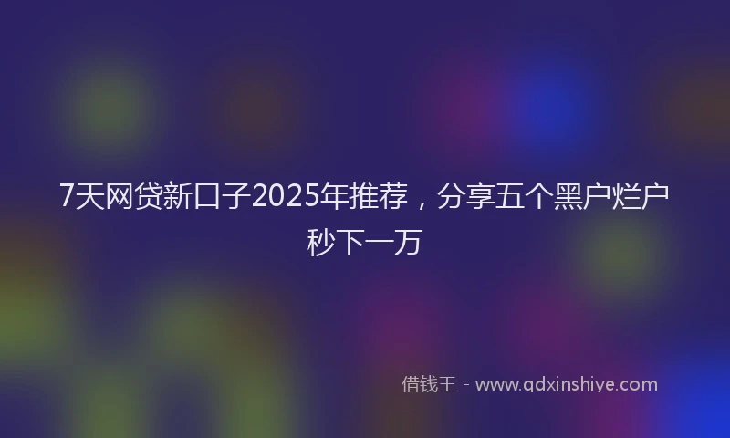 7天网贷新口子2025年推荐，分享五个黑户烂户秒下一万