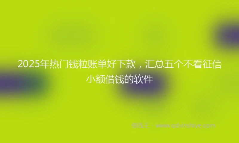 2025年热门钱粒账单好下款,汇总五个不看征信小额借钱的软件