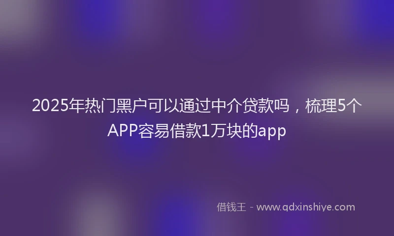 2025年热门黑户可以通过中介贷款吗，梳理5个APP容易借款1万块的app