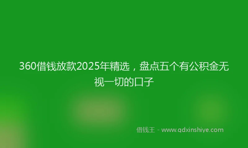 360借钱放款2025年精选，盘点五个有公积金无视一切的口子