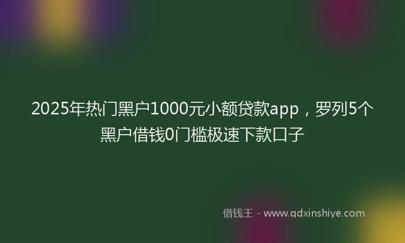 2025年热门黑户1000元小额贷款app，罗列5个黑户借钱0门槛极速下款口子