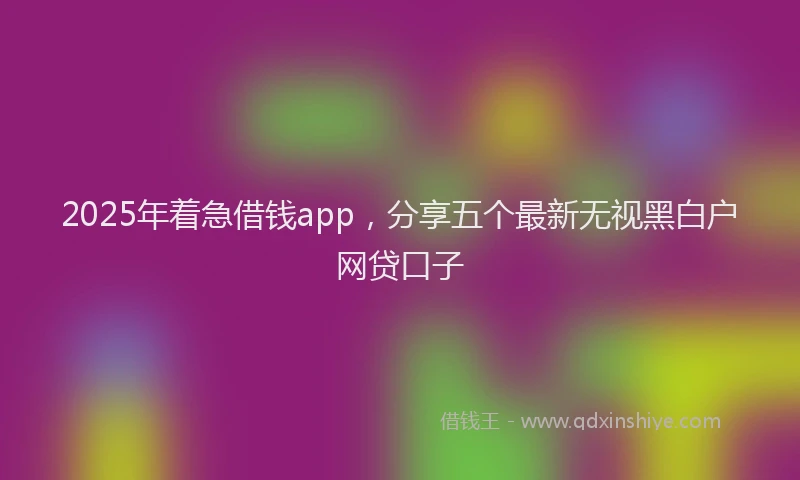 2025年着急借钱app，分享五个最新无视黑白户网贷口子