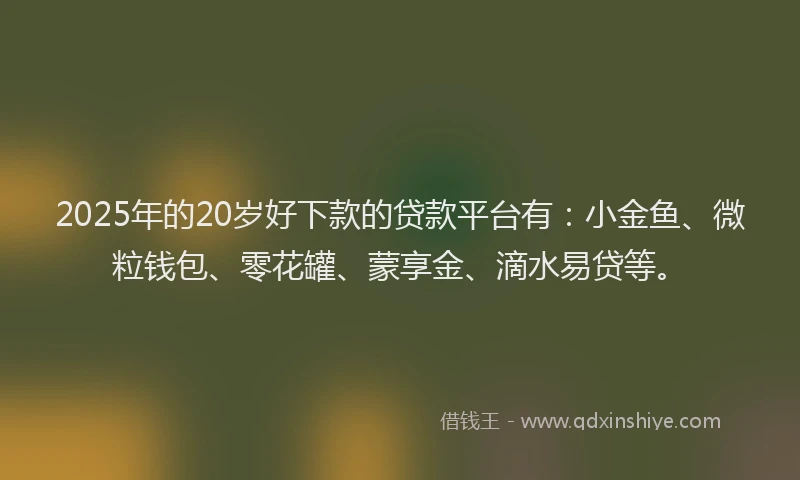 2025年的20岁好下款的贷款平台有：小金鱼、微粒钱包、零花罐、蒙享金、滴水易贷等。