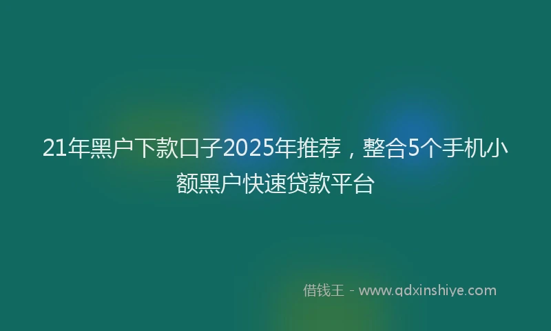 21年黑户下款口子2025年推荐，整合5个手机小额黑户快速贷款平台