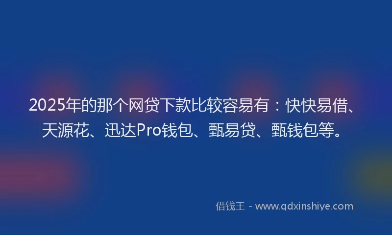 2025年的那个网贷下款比较容易有：快快易借、天源花、迅达Pro钱包、甄易贷、甄钱包等。