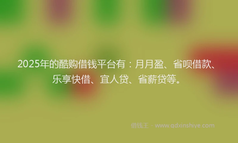 2025年的酷购借钱平台有：月月盈、省呗借款、乐享快借、宜人贷、省薪贷等。
