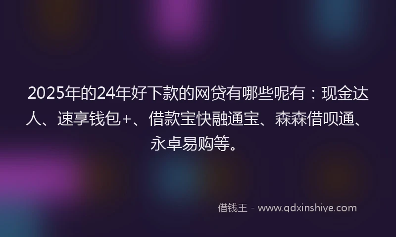 2025年的24年好下款的网贷有哪些呢有：现金达人、速享钱包+、借款宝快融通宝、森森借呗通、永卓易购等。