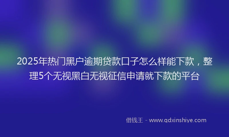 2025年热门黑户逾期贷款口子怎么样能下款，整理5个无视黑白无视征信申请就下款的平台