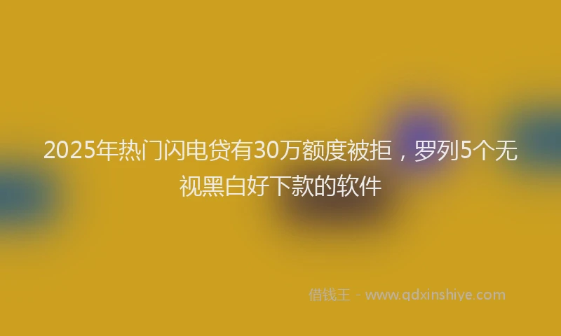 2025年热门闪电贷有30万额度被拒，罗列5个无视黑白好下款的软件