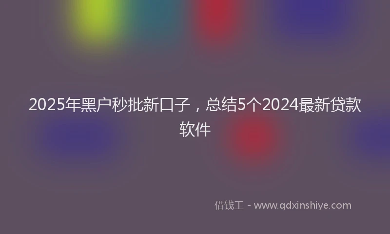 2025年黑户秒批新口子，总结5个2024最新贷款软件