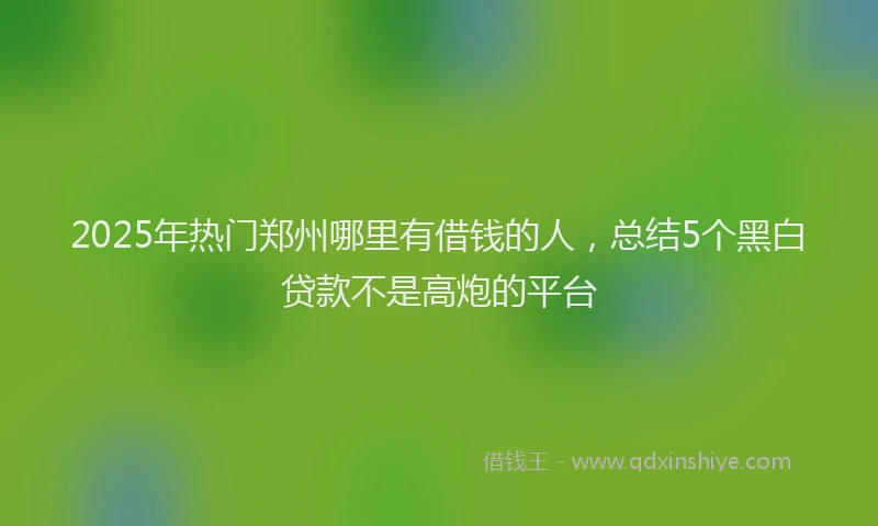2025年热门郑州哪里有借钱的人，总结5个黑白贷款不是高炮的平台