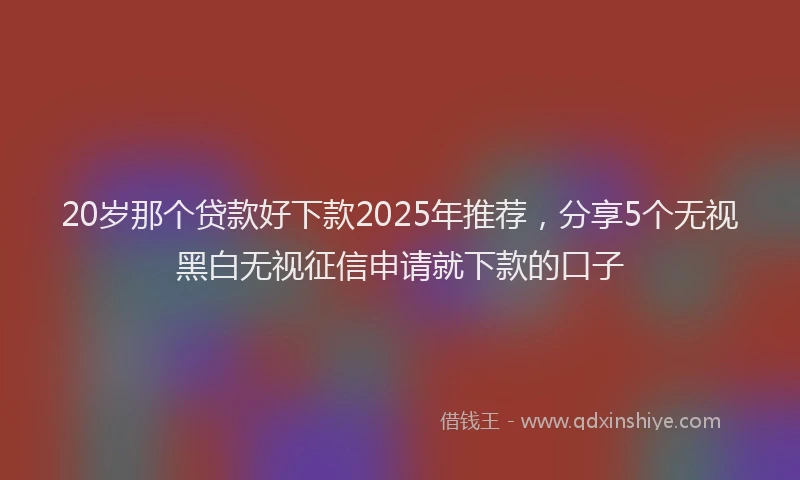 20岁那个贷款好下款2025年推荐，分享5个无视黑白无视征信申请就下款的口子
