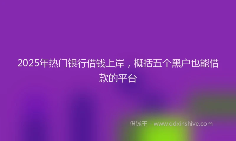 2025年热门银行借钱上岸,概括五个黑户也能借款的平台