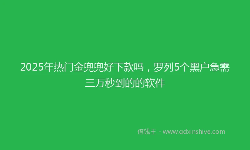 2025年热门金兜兜好下款吗，罗列5个黑户急需三万秒到的的软件