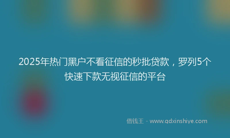 2025年热门黑户不看征信的秒批贷款，罗列5个快速下款无视征信的平台