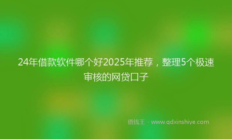 24年借款软件哪个好2025年推荐，整理5个极速审核的网贷口子