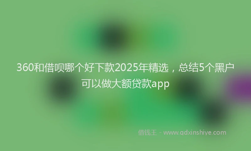 360和借呗哪个好下款2025年精选，总结5个黑户可以做大额贷款app